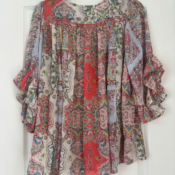 GiGio Women's Paisley Blouse - pink and Blue, small - Picture 5 of 6